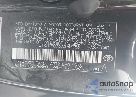 2013 Scion Tc from USA, damaged, VIN JTKJF5C73D3047058